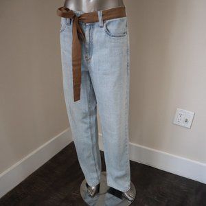 Brunello Cucinelli Monili Jeans Blue Denim High Waist Wide Leg Relax Fit Size 6